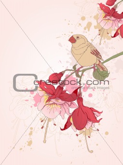  floral background with bird