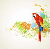 summer background with ornament and parrot