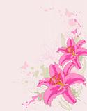 floral background with pink lily