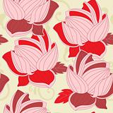 seamless pattern with  red lotus