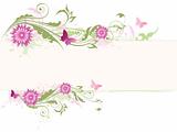 floral banner with pink flowers