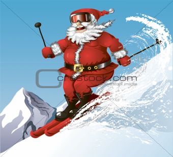 skiing Santa