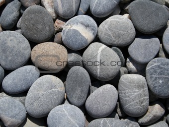 Grey pebbles on the beach 