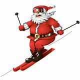 Skiing Santa isolated