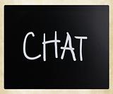 The word "Chat" handwritten with white chalk on a blackboard
