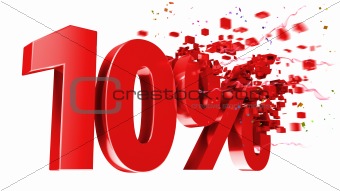 explosive 10 percent off on white background