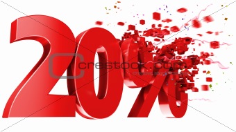 explosive 20 percent off on white background