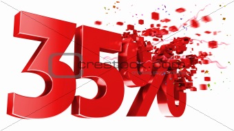 explosive 35 percent off on white background 