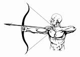 Black and white archer illustration