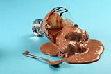 Chocolate ice cream spilled