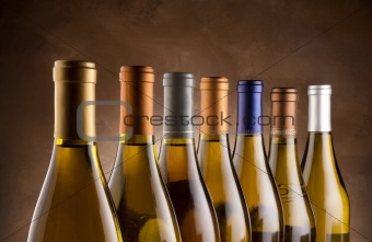 Wine bottles in a row