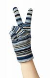 Blue wollen knitted mitten