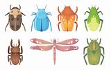 Vector illustration of seven funny bugs