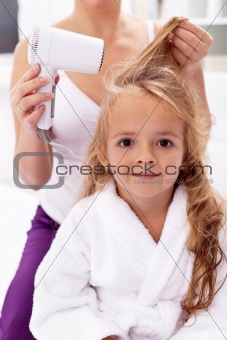 Drying hair - personal hygiene