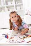 Little artist girl painting