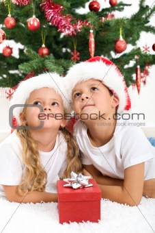 Smiling kids at christmas