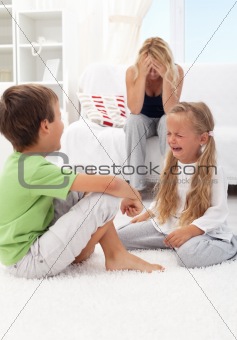 Kids fighting and crying