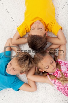 Kids relaxing and meditating