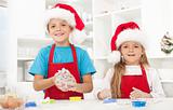 Kids making christmas cookies
