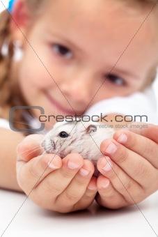 Meet my little pal - girl and her hamster
