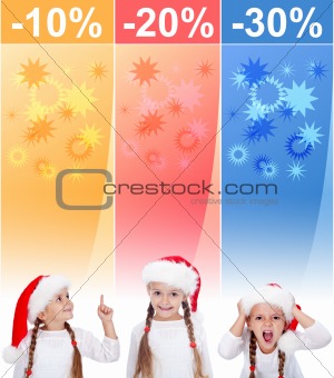 Crazy christmas sale banners with little girl