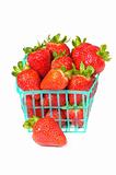 fresh strawberries in a basket on white
