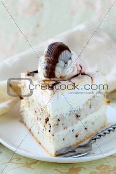White Cream Icing Cake with Chocolate
