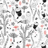 forest pattern with owls