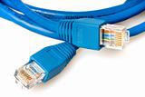 Blue network cable with jack