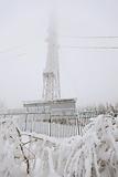 Frozen radio transmitting tower
