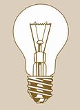 light bulb silhouette on brown background, vector illustration