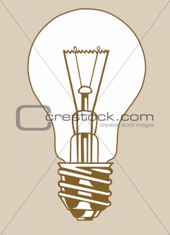 light bulb silhouette on brown background, vector illustration