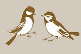 birds silhouettes on brown background, vector illustration