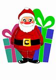 Happy santa claus and big gifts