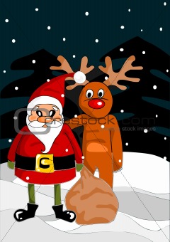 Santa Claus and reindeer