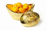 Mandarin oranges in gold ingot 