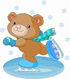 Cute bear on ice skates
