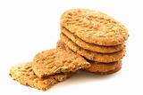 Wholegrain biscuits on white background
