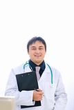Portrait of medical doctor with clipboard
