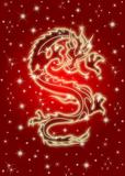 Celestial Chinese Dragon on Red Background