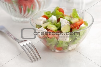 salad in a glass bowl