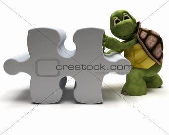 Tortoise with jigsaw puzzle