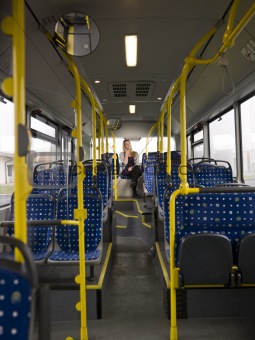 Lonely woman on the bus