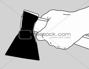 axe in hand on white background, vector illustration