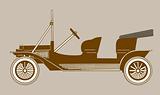 retro car silhouette on brown background, vector illustration