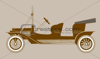 retro car silhouette on brown background, vector illustration