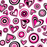 Background with pink hearts and circles