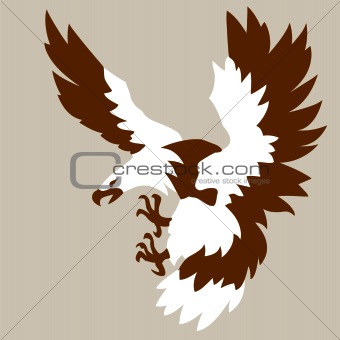 eagle drawing on brown background, vector illustration