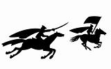 two riders silhouette on white background, vector illustration