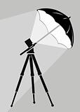 tripod silhouette on gray background, vector illustration